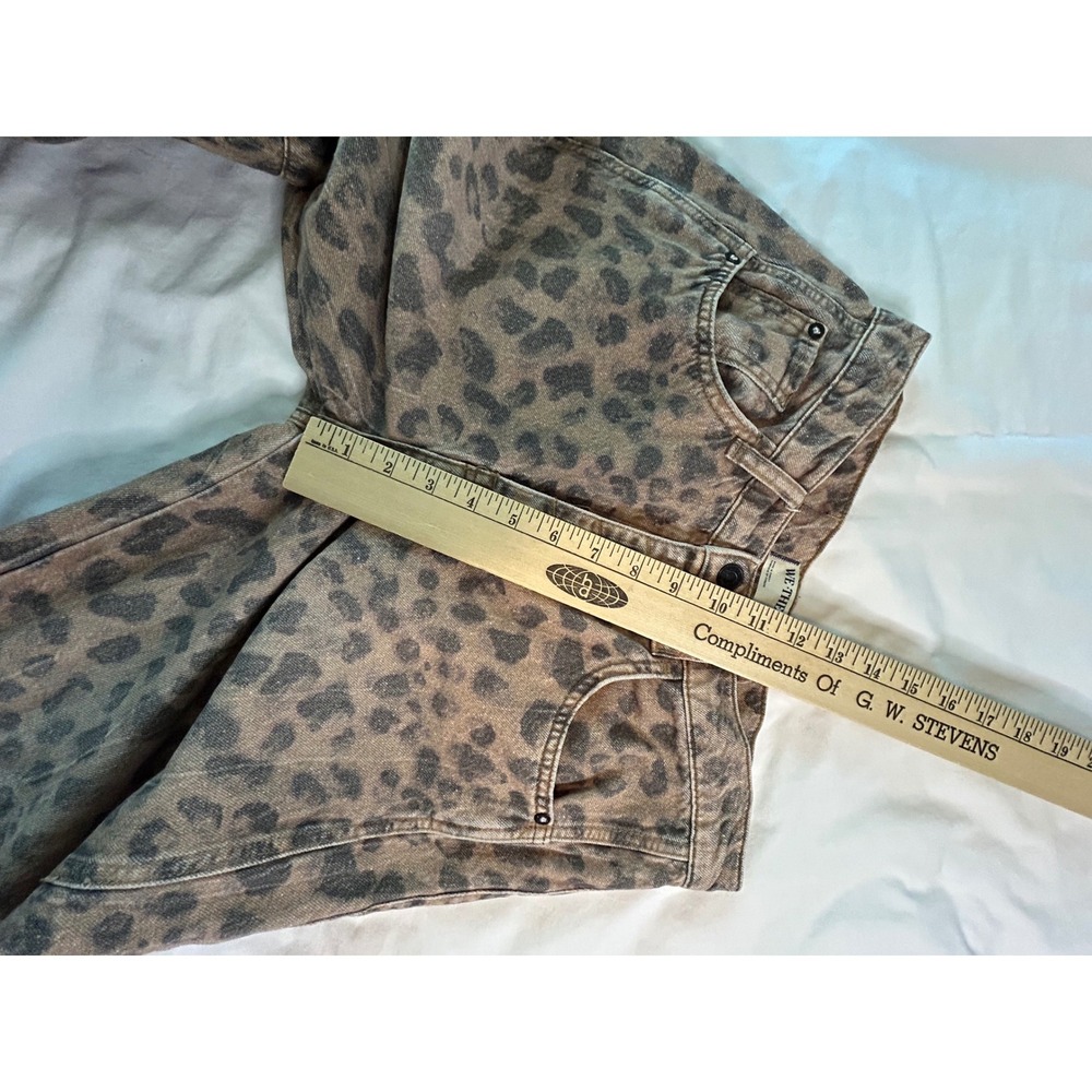 We The Free Good Luck Barrel Jeans Leopard Print Mid Rise Button Fly 26 Brown - Picture 7 of 9